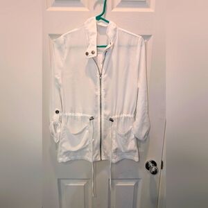White zip up semi sheer top by Mine size small
